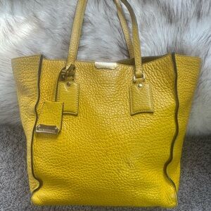 AUTHENTIC Burberry Yellow Leather Textured Tote Bag